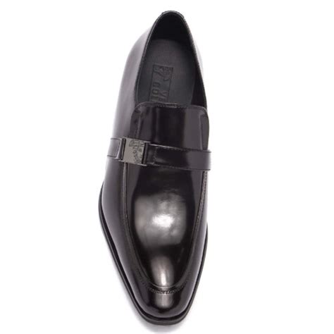 versace collection spazzolato leather loafers.